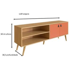 Rack Genialflex Amber com 2 Portas, 160 cm de Largura, Ideal para TV de até 60"
