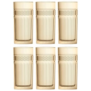 Conjunto de Copos Alto L`Hermitage Palace em Vidro Âmbar Luster 360ml - 6 Peças
