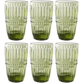 Conjunto de Copos L`Hermitage Fratello em Vidro Verde 355ml - 6 Peças