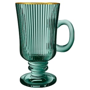 Conjunto com 6 Xícaras L`Hermitage Irish Coffee Cameratta em Vidro com Borda Dourada 230ml - Verde