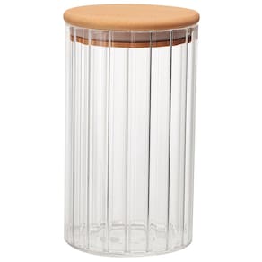 Porta Mantimento Canelado Dynasty em Vidro Borossilicato e Tampa em Bambu - 750ml