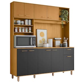 Cozinha Compacta Poliman Nuria com 9 Portas, 1 Gaveta e 4 Prateleiras - 180cm de largura