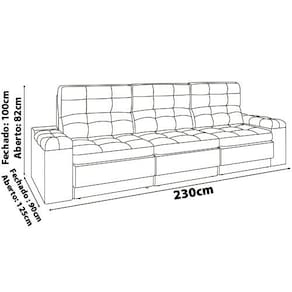 Sofá Retrátil Reclinável 4 Lugares DDS Next Brunello com Almofadas Fixas, Revestimento Velosuede e Espuma D26 - 230cm de largura