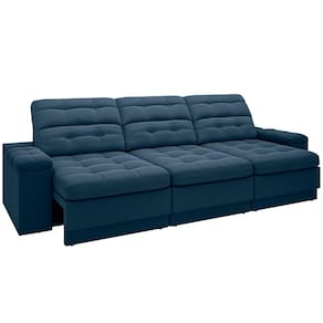 Sofá Retrátil Reclinável 4 Lugares DDS Next Brunello com Almofadas Fixas, Revestimento Velosuede e Espuma D26 - 230cm de largura