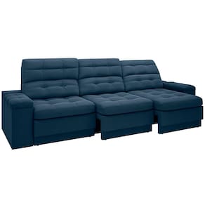 Sofá Retrátil Reclinável 4 Lugares DDS Next Brunello com Almofadas Fixas, Revestimento Velosuede e Espuma D26 - 230cm de largura