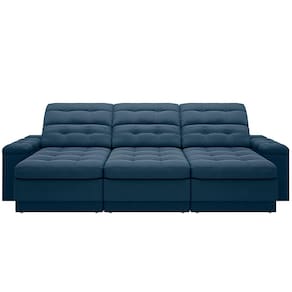 Sofá Retrátil Reclinável 4 Lugares DDS Next Brunello com Almofadas Fixas, Revestimento Velosuede e Espuma D26 - 230cm de largura