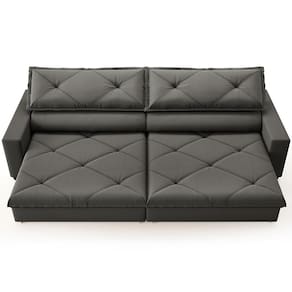 Sofá Retrátil Reclinável 6 Lugares DDS Next Porto Fino com Carregador USB, Molas Bonnel, Revestimento Velosuede e Espuma D33 - 280cm de largura