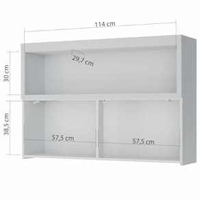 Armário Aéreo Nesher Marquesa em MDF 15mm com 1 Porta e 1 Prateleira - 120cm de largura - Branco - 2