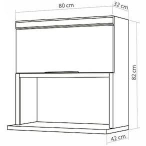 Armário Aéreo Nesher Marquesa em MDF 15mm com Nicho para Micro-ondas, 1 Porta e 1 Prateleira - 80cm de largura