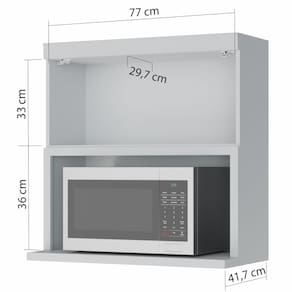 Armário Aéreo Nesher Marquesa em MDF 15mm com Nicho para Micro-ondas, 1 Porta e 1 Prateleira - 80cm de largura