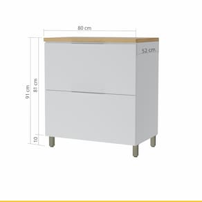 Balcão Nesher Marquesa em MDF 15mm com 1 Porta, 1 Gaveta e 1 Prateleira - 80cm de largura