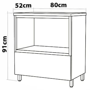 Balcão Nesher Marquesa em MDF 15mm com Nicho para Micro-ondas, 1 Gaveta e 1 Prateleira - 80cm de largura