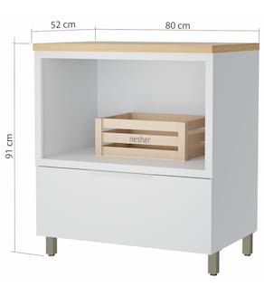 Balcão Nesher Marquesa em MDF 15mm com Nicho para Micro-ondas, 1 Gaveta e 1 Prateleira - 80cm de largura