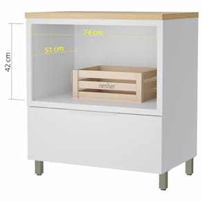 Balcão Nesher Marquesa em MDF 15mm com Nicho para Micro-ondas, 1 Gaveta e 1 Prateleira - 80cm de largura