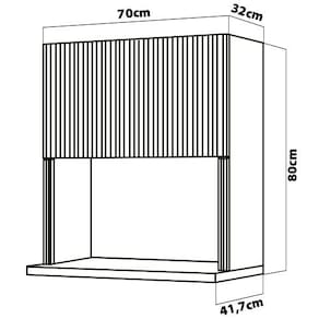 Armário Aéreo Nesher Rainha em MDF 15mm com Nicho para Micro-ondas, 1 Porta e 1 Prateleira - 70cm de largura - Branco - 3