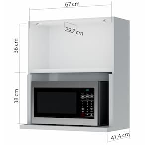 Armário Aéreo Nesher Rainha em MDF 15mm com Nicho para Micro-ondas, 1 Porta e 1 Prateleira - 70cm de largura - Branco - 2