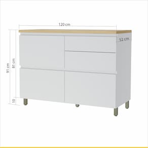 Balcão Nesher Rainha em MDF 15mm com 1 Porta, 4 Gavetas e 1 Prateleira - 120cm de largura