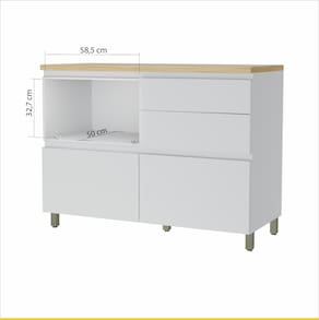 Balcão Nesher Rainha em MDF 15mm com 1 Porta, 4 Gavetas e 1 Prateleira - 120cm de largura