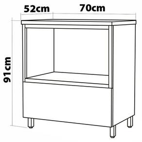 Balcão Nesher Rainha em MDF 15mm com Nicho para Micro-ondas, 1 Gaveta e 1 Prateleira - 70cm de largura