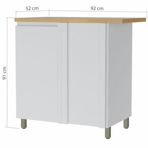 Balcão de Canto Nesher Rainha em MDF 15mm com 1 Porta e 1 Prateleira - 92cm de largura - Branco/Nature - 2