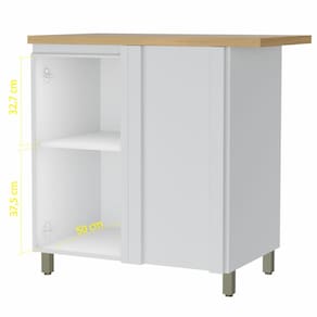 Balcão de Canto Nesher Rainha em MDF 15mm com 1 Porta e 1 Prateleira - 92cm de largura - Branco/Nature - 3