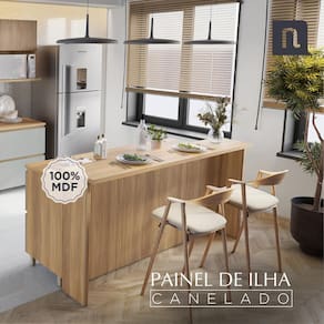 Painel de Ilha Canelado Nesher em MDF 15mm - 200cm de largura - Nature - 1