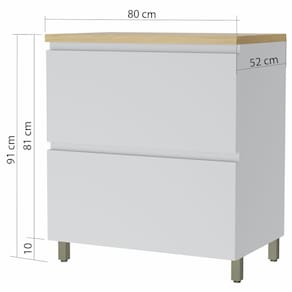 Balcão Nesher Rainha em MDF 15mm com 1 Porta, 1 Gaveta e 1 Prateleira - 80cm de largura