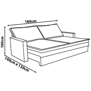 Sofá 3 Lugares Cama inBox Marselha com 180 cm de Largura, Retrátil, com Baú e Revestimento Suede Velusoft