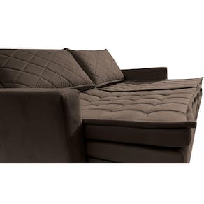 Sofá 3 Lugares Cama inBox Marselha com 180 cm de Largura, Retrátil, com Baú e Revestimento Suede Velusoft