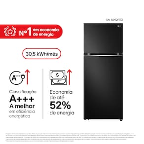 Geladeira LG Frost Free Preta GN-B392PXGB Duplex com Tecnologia Inverter Top Freezer - 395 litros
