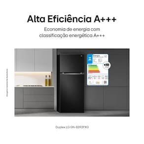 Geladeira LG 395L Frost Free GN-B392PXGB Duplex com Tecnologia Inverter Top Freezer - Preta - 220V - 1