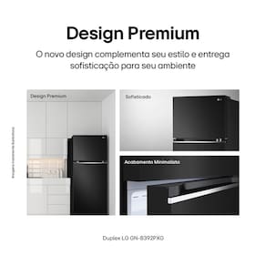 Geladeira LG Frost Free Preta GN-B392PXGB Duplex com Tecnologia Inverter Top Freezer - 395 litros