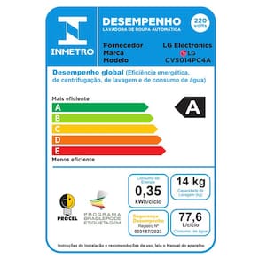 Lava e Seca LG 14Kg/8Kg Smart VC4 CV5014PC4 com Inteligência Artificial AI DD™ - Inox