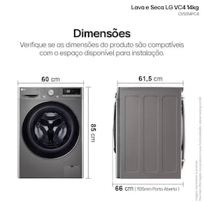 Lava e Seca LG 14Kg/8Kg Smart VC4 CV5014PC4 com Inteligência Artificial AI DD™ - Inox