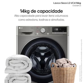 Lava e Seca LG 14Kg/8Kg Smart VC4 CV5014PC4 com Inteligência Artificial AI DD™ - Inox