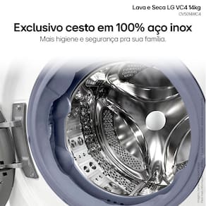 Lava e Seca LG 14Kg/8Kg Smart VC4 com Inteligência Artificial AI DD™ CV5014WC4 - Branca