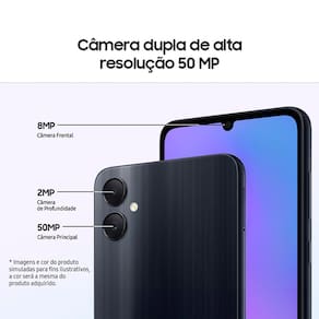 Smartphone Samsung Galaxy A05 Preto 128GB, 4GB RAM, Processador Octa-Core, Bateria de 5000mAh, Tela Infinita de 6.7", Câmera Traseira Dupla, Dual Chip