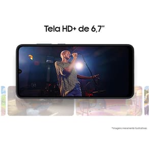 Smartphone Samsung Galaxy A05 Preto 128GB, 4GB RAM, Processador Octa-Core, Bateria de 5000mAh, Tela Infinita de 6.7", Câmera Traseira Dupla, Dual Chip