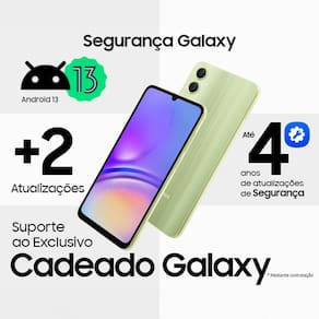 Smartphone Samsung Galaxy A05 Verde 128GB, 4GB RAM, Processador Octa-Core, Câmera Traseira Dupla 50MP, Selfie 8MP, Tela Infinita de 6.7", Dual Chip