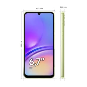 Smartphone Samsung Galaxy A05 Verde 128GB, 4GB RAM, Processador Octa-Core, Câmera Traseira Dupla 50MP, Selfie 8MP, Tela Infinita de 6.7", Dual Chip