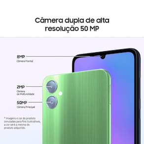 Smartphone Samsung Galaxy A05 Verde 128GB, 4GB RAM, Processador Octa-Core, Câmera Traseira Dupla 50MP, Selfie 8MP, Tela Infinita de 6.7", Dual Chip