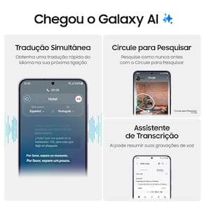 Smartphone Samsung Galaxy S24 5G Preto 256GB, Tela 6.2", 8GB RAM, Inteligência Artificial, IP68, Processador Exynos 2400, Câmera Tripla Traseira