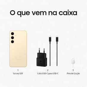 Smartphone Samsung Galaxy S24 5G Creme 256GB, Tela 6.2", 8GB RAM, Inteligência Artificial, IP68, Processador Exynos 2400, Câmera Tripla Traseira