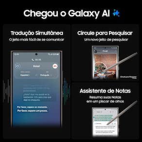 Smartphone Samsung Galaxy S24 Ultra Titânio Preto 512GB, Inteligência Artificial, Tela de 6.8", 12GB RAM, S Pen, Processador Snapdragon 8 Gen 3