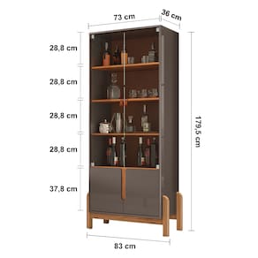 Cristaleira Casa D Lizz com 2 Portas em MDF e 2 Portas de Vidro