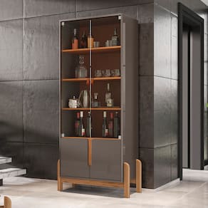 Cristaleira Casa D Lizz com 2 Portas em MDF e 2 Portas de Vidro