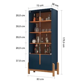 Cristaleira Casa D Lizz com 2 Portas em MDF e 2 Portas de Vidro