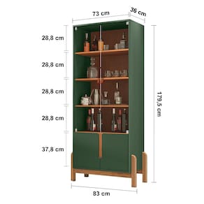 Cristaleira Casa D Lizz com 2 Portas em MDF e 2 Portas de Vidro