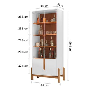Cristaleira Casa D Lizz com 2 Portas em MDF e 2 Portas de Vidro