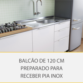 Cozinha Completa em MDF Nesher Paris Ripada com 270 cm de Largura, 8 Portas, 6 Gavetas e 12 Prateleiras - Branco/Nature - 2